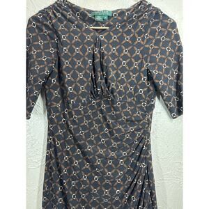 Ralph Lauren Dress Black Chain Sheath Surplice V-Neck Short Sleeve‎ Petite 2P